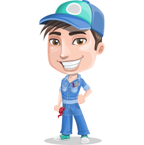 Cute Mechanic Boy Cartoon Vector Character AKA Ashton the Mechanic